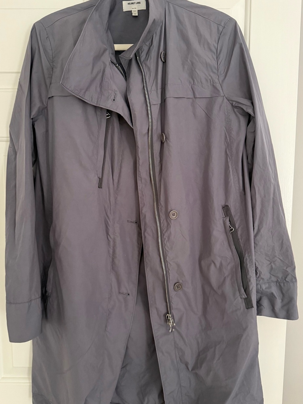 Helmut Lang ladies Slate Gray technical trench/Raincoat with Zip-Front
